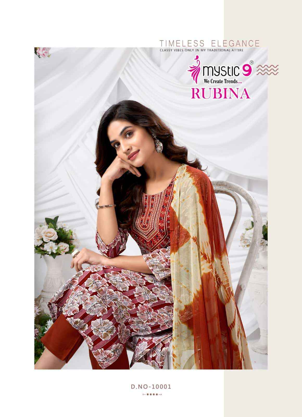 Mystic 9 Rubina Vol 10 Fancy Readymade Suir Wholesale Rate ( 8 Pcs Catalog )