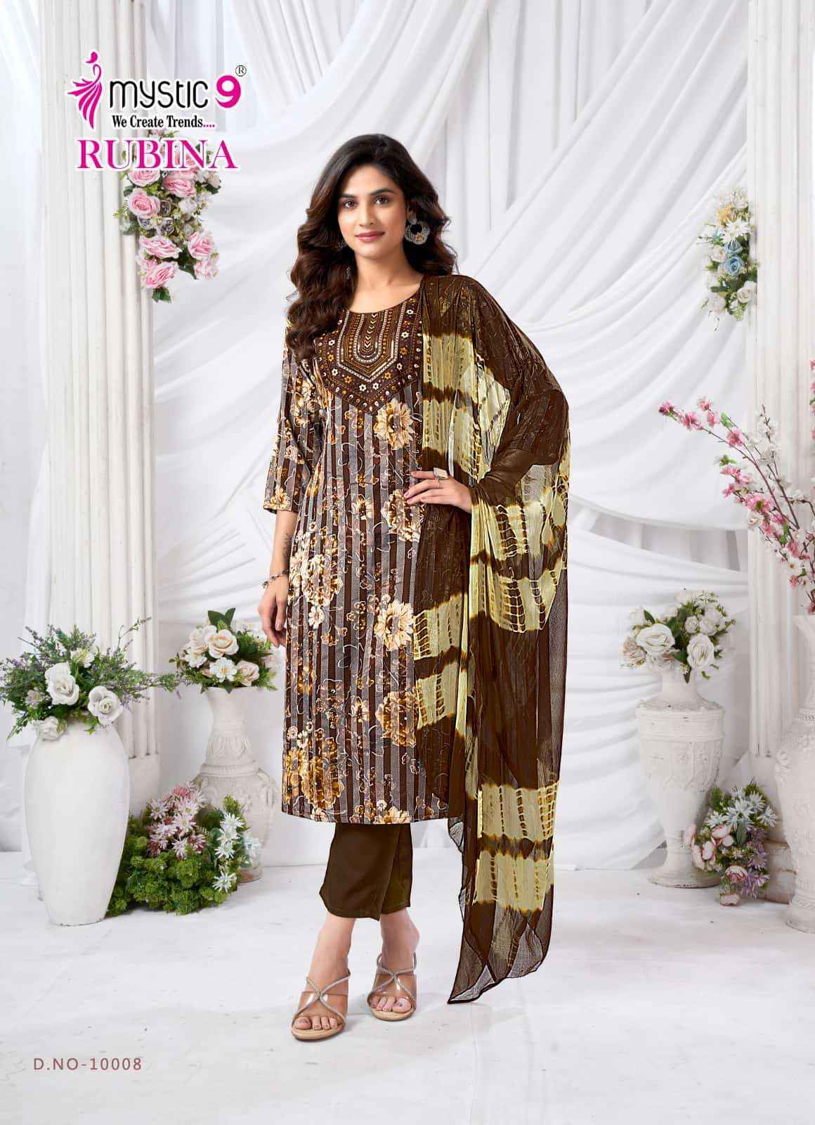 Mystic 9 Rubina Vol 10 Fancy Readymade Suir Wholesale Rate ( 8 Pcs Catalog )