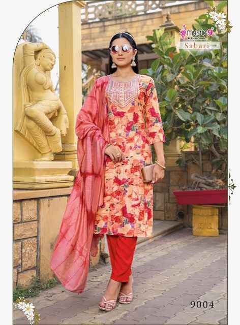 Mystic 9 Sabri Vol 9 Reyon Kurti Combo Set Wholesale Rate ( 8 Pcs Catalog )