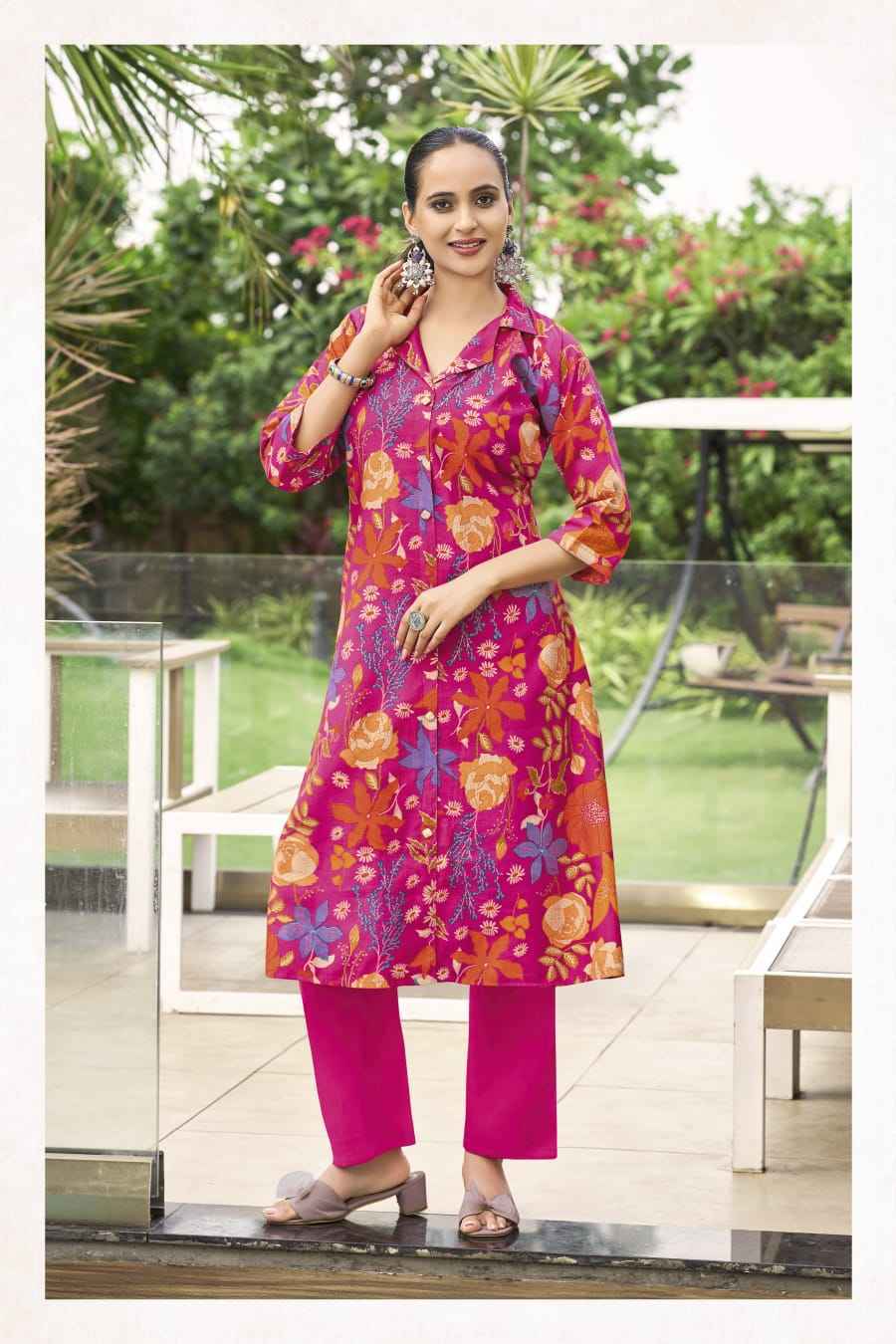Ossm Rosy Vetican Kurti With Bottom Set Wholesale Rate ( 6 Pcs Catalog )