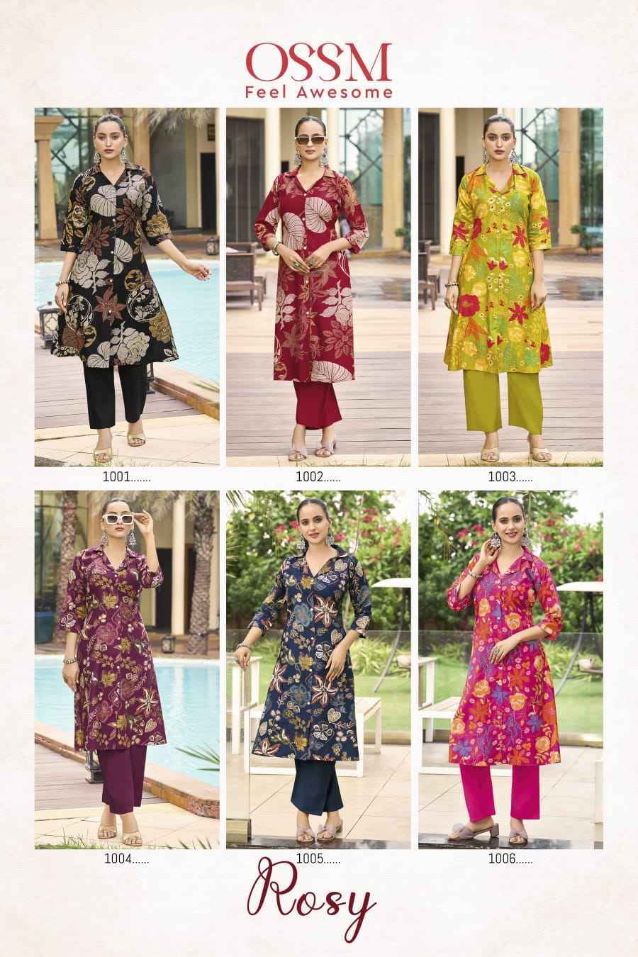 Ossm Rosy Vetican Kurti With Bottom Set Wholesale Rate ( 6 Pcs Catalog )