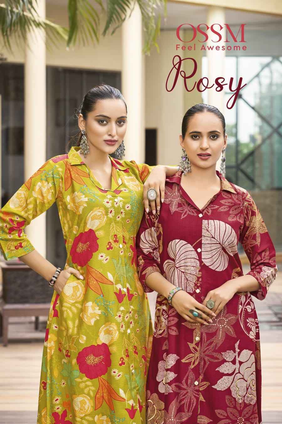 Ossm Rosy Vetican Kurti With Bottom Set Wholesale Rate ( 6 Pcs Catalog )