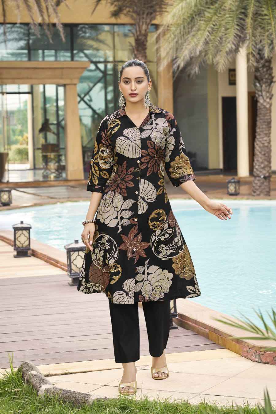 Ossm Rosy Vetican Kurti With Bottom Set Wholesale Rate ( 6 Pcs Catalog )