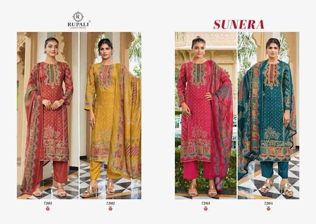 Rupali Fashion Sunera Viscouse Musline Salwar Kameez Wholesale Rate ( 4 Pcs Catalog )
