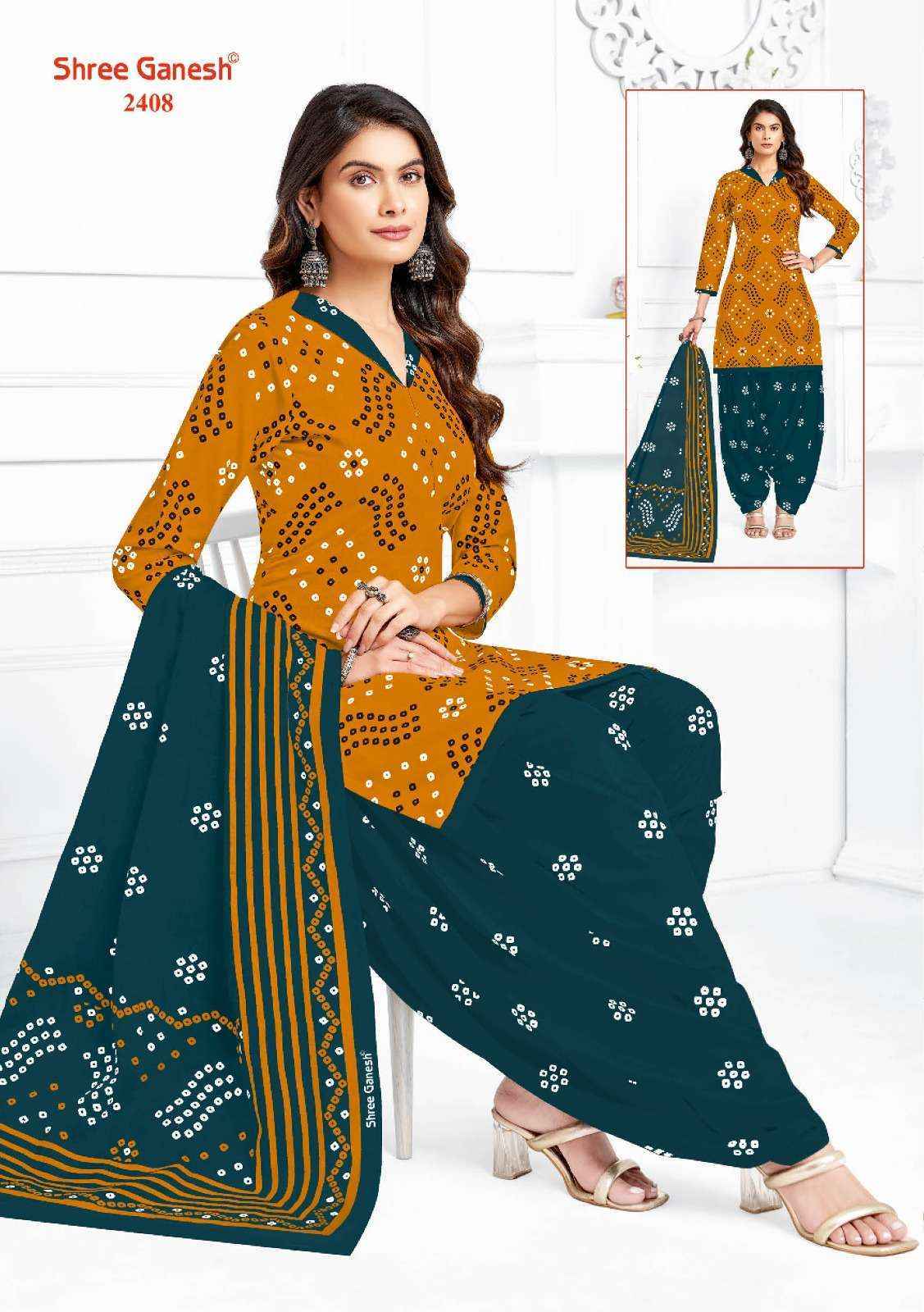 Shree Ganesh Bandhani Vol 4 Cotton Dress Material ( 15 pcs Catalogue ) Surat Kapda Market