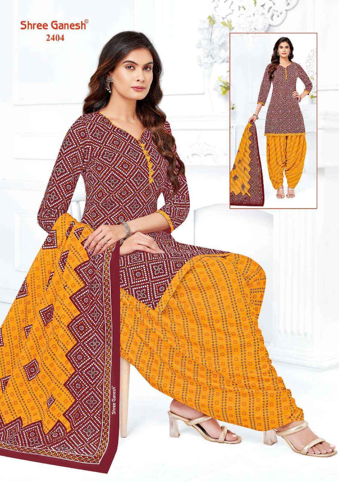 Shree Ganesh Bandhani Vol 4 Cotton Dress Material ( 15 pcs Catalogue ) Surat Kapda Market