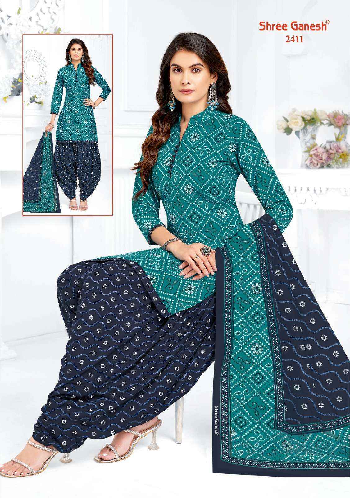 Shree Ganesh Bandhani Vol 4 Cotton Dress Material ( 15 pcs Catalogue ) Surat Kapda Market