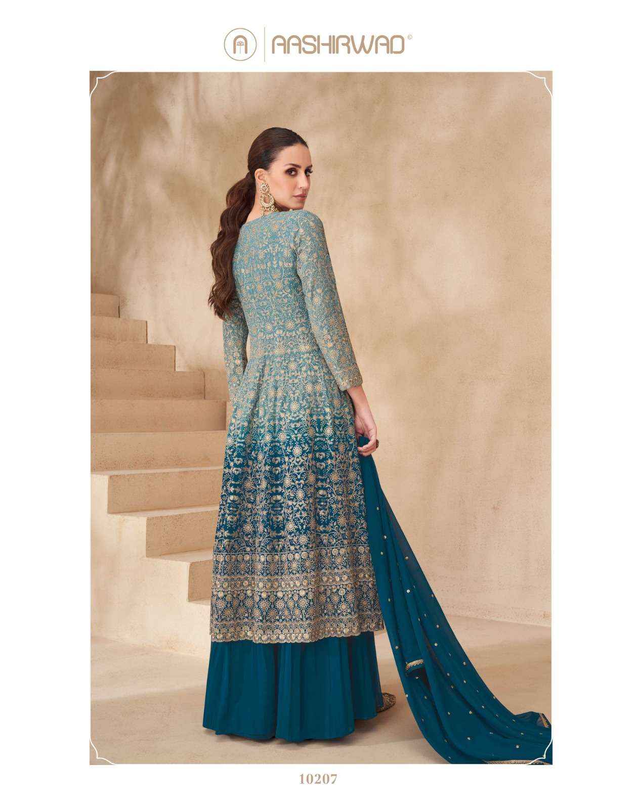 AASHIRWAD CREATION GULNAAZ HEAVY EMBROIDERED WEDDING WEAR DRESS WHOLESALE RATE ( 4 PCS CATALOG )