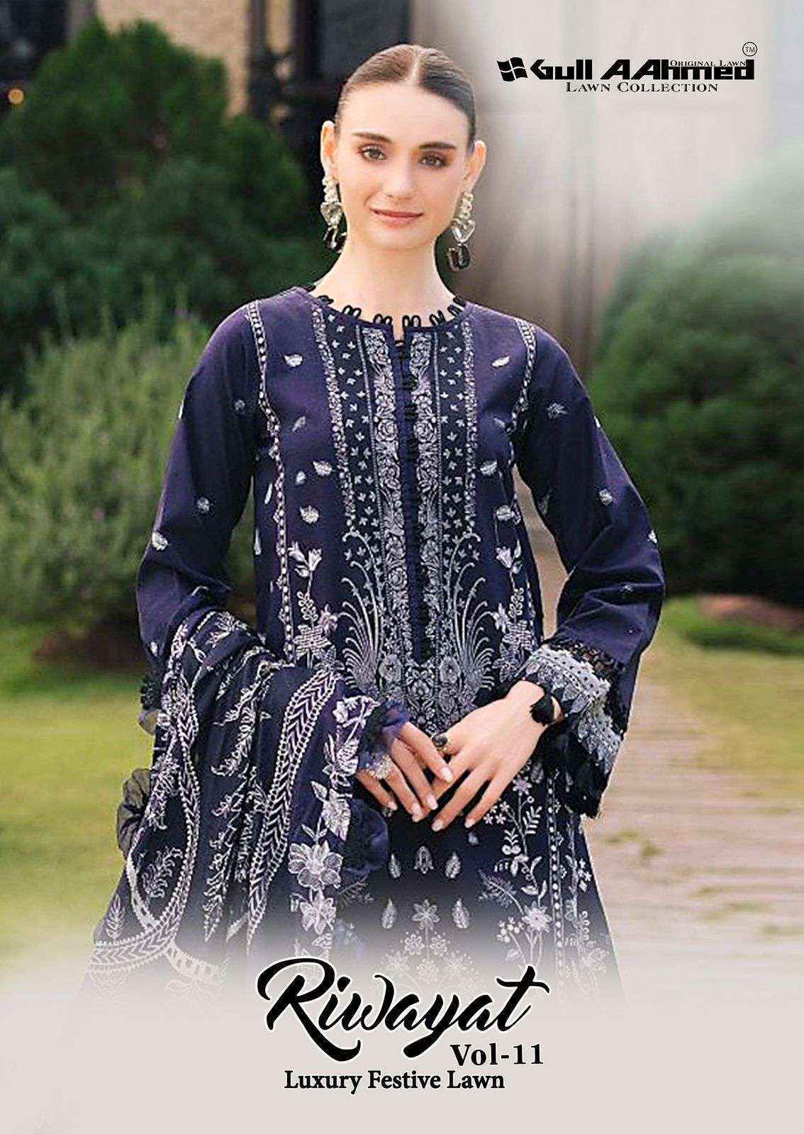 Gull Aahmed Riwayat Vol 11 Lawn Cotton Salwar Kameez Wholesale Rate ( 6 Pcs Catalog )