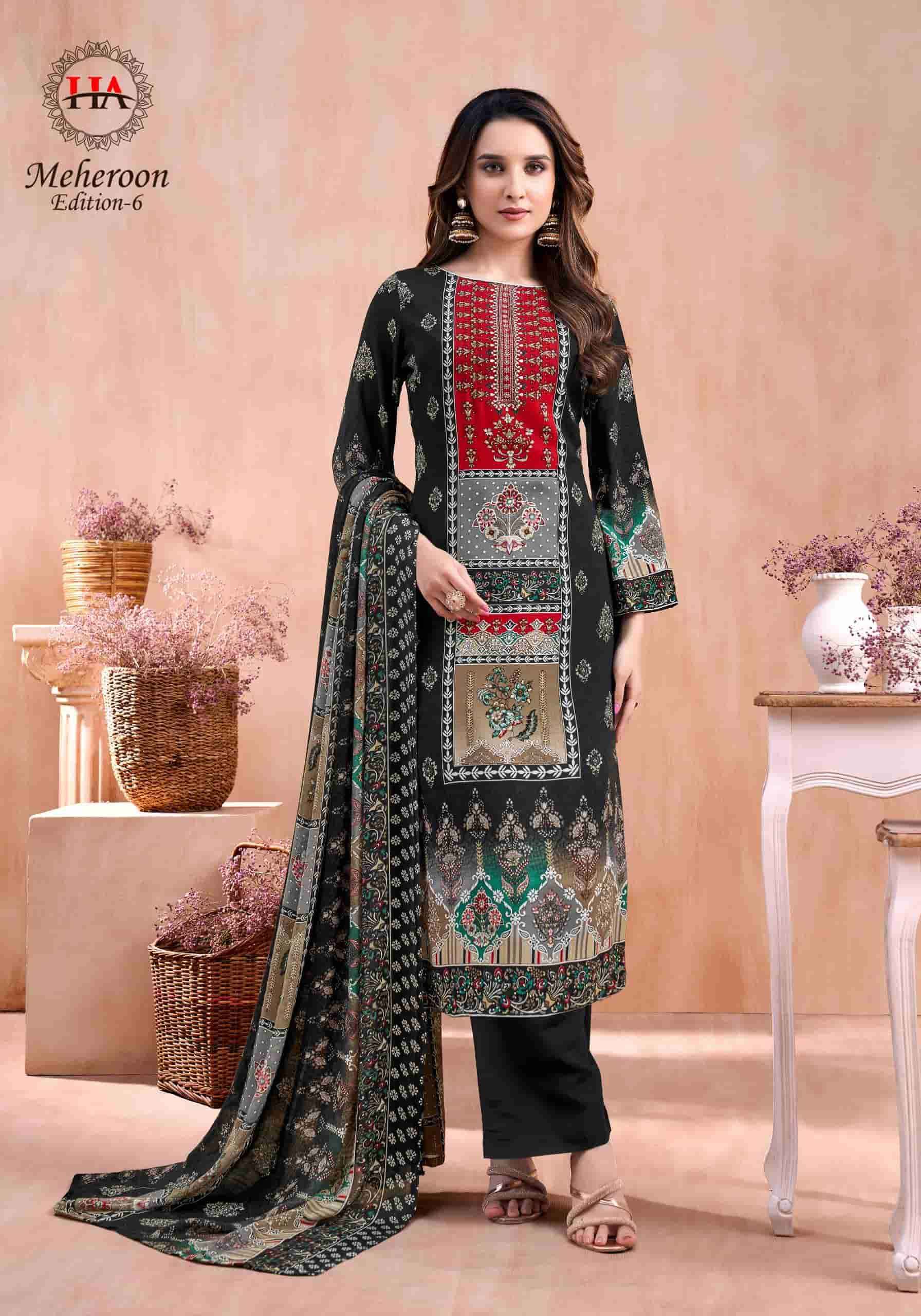 Harshit Meheroon Edition 6 Pure Viscose Rayon Dress Material Wholesale ( 6 Pcs Catalogue )