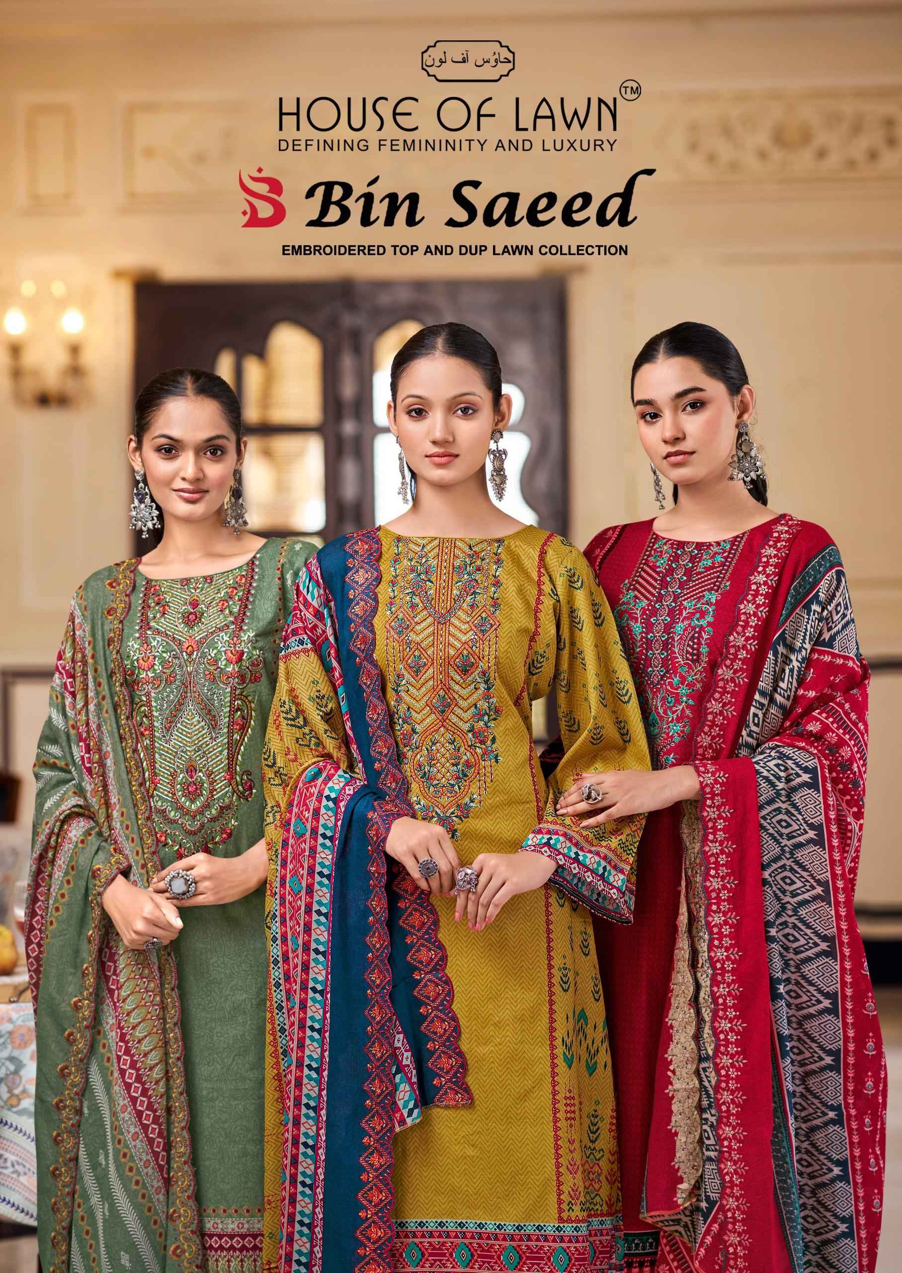 House Of Lawn Bin Saeed Cotton Pakistani Suits Wholesale Online ( 8 Pcs Catalogue )