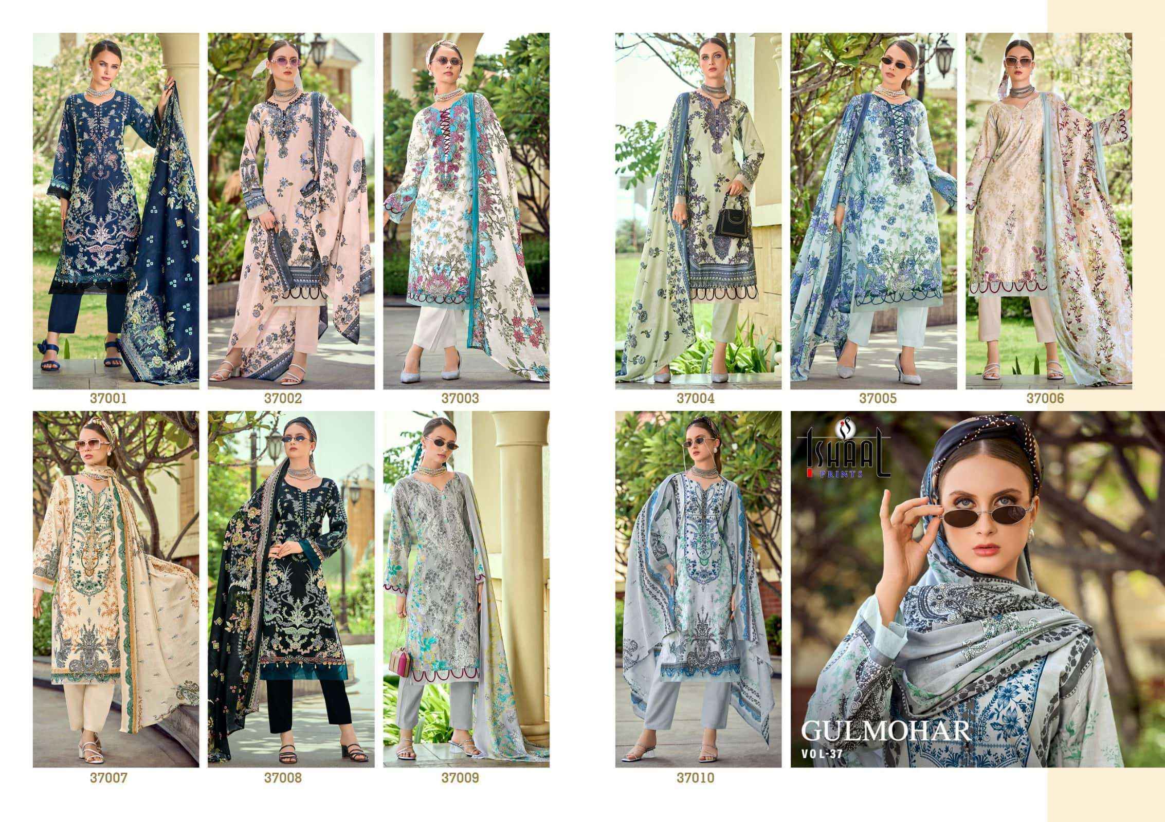 Ishaal Prints Gulmohar Vol 37 Printed Pure Lawn Dress Material Wholesale Surat Price ( 10 Pcs Catalogue )
