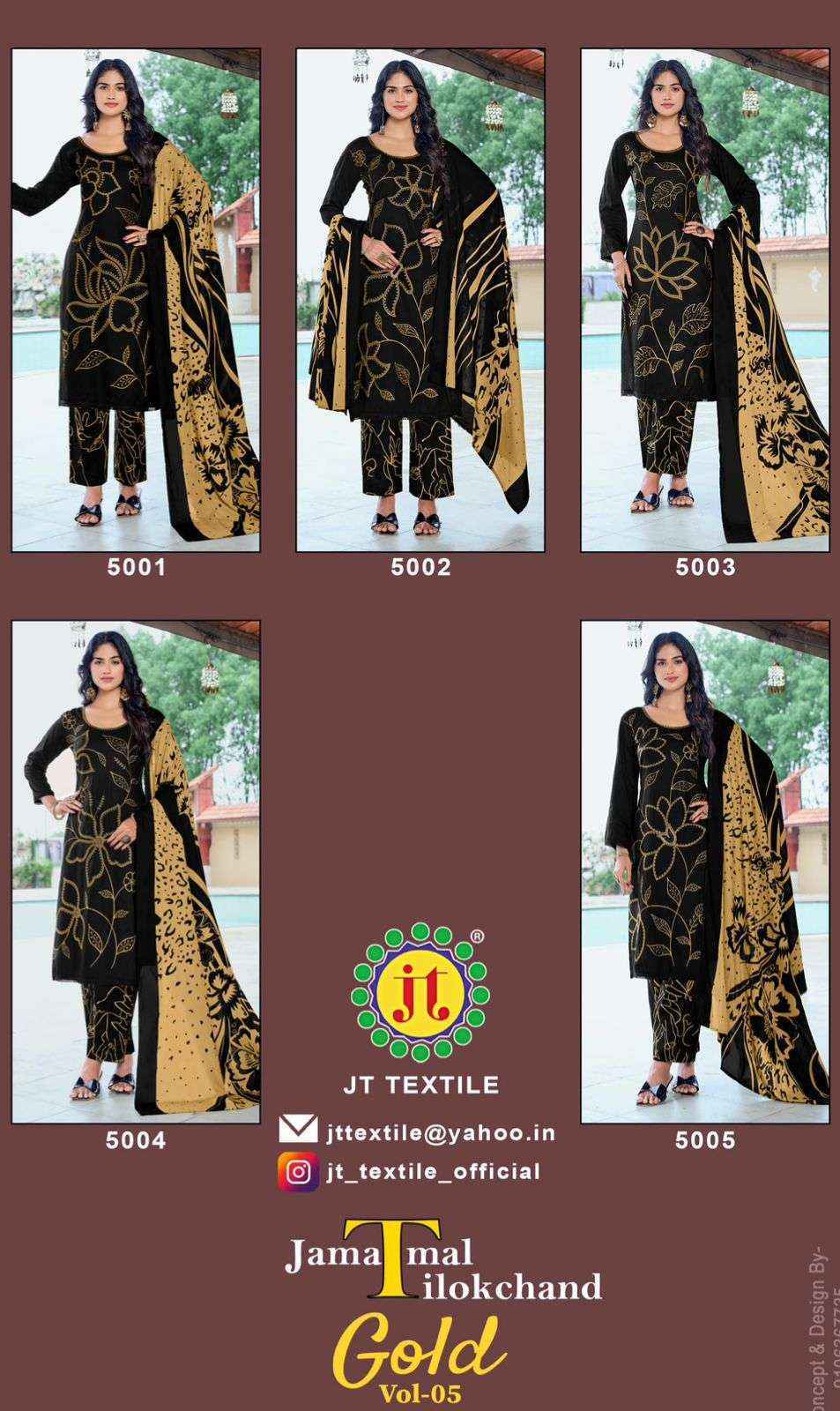 Jt Gold Vol 5 Rayon Dress Material New Catalogue Wholesale Price ( 5 pcs Catalogue )