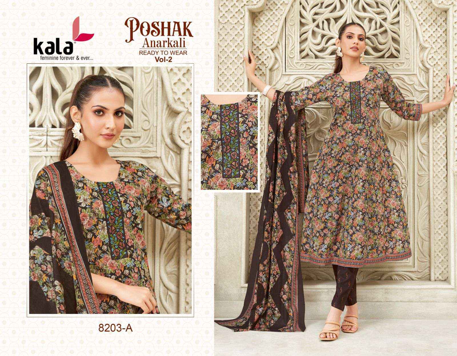 Kala Poshak Anarkali Vol 2 Cotton Anarkali Style 3 Piece Suit Catalog Wholesale Rate ( 12 Pcs Catalog )