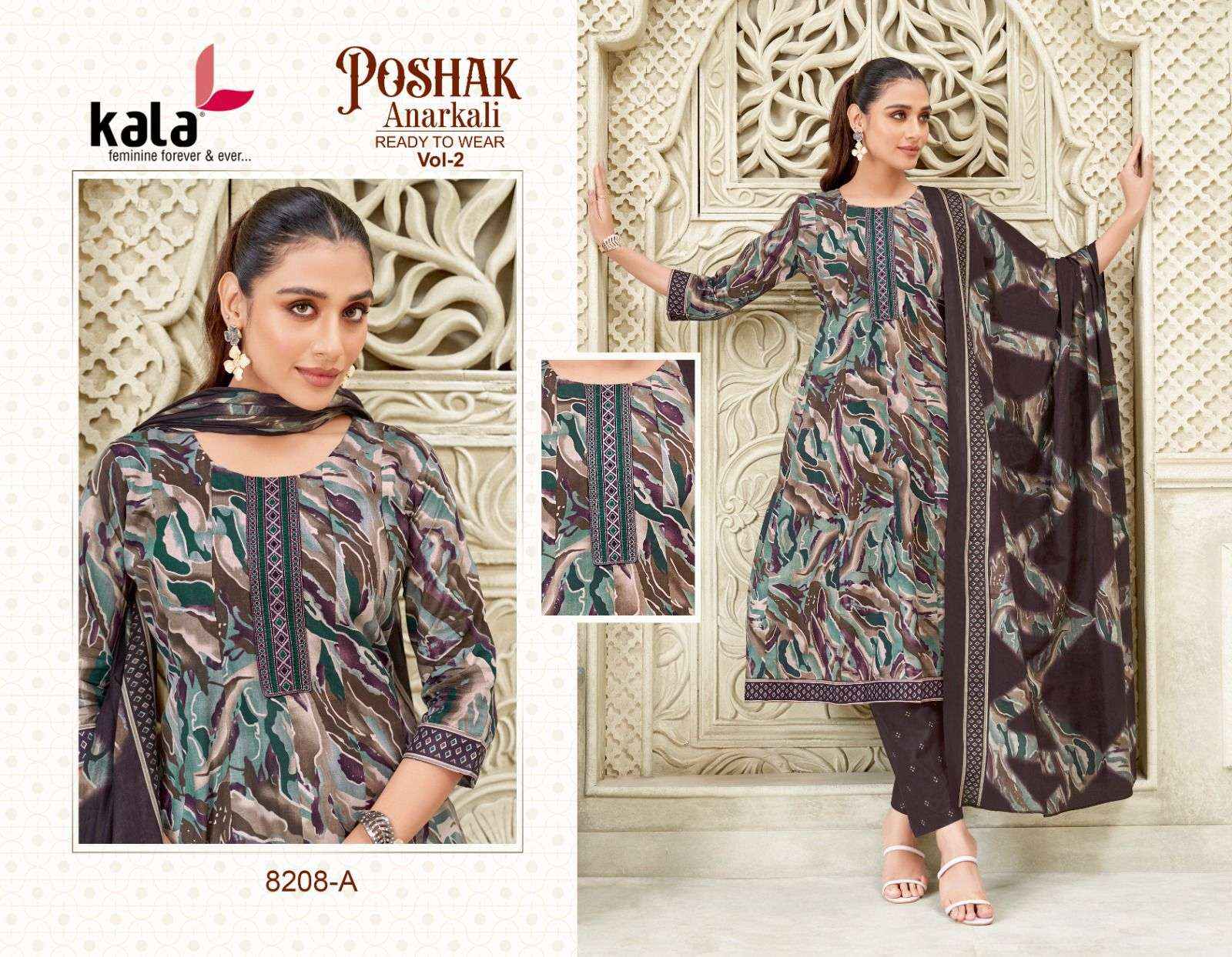 Kala Poshak Anarkali Vol 2 Cotton Anarkali Style 3 Piece Suit Catalog Wholesale Rate ( 12 Pcs Catalog )