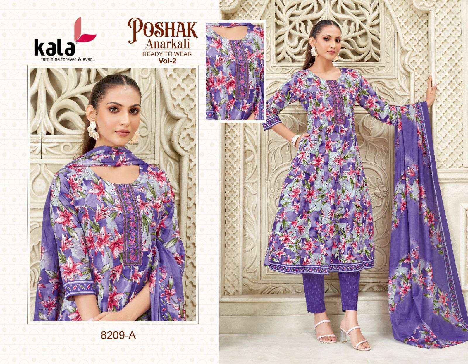 Kala Poshak Anarkali Vol 2 Cotton Anarkali Style 3 Piece Suit Catalog Wholesale Rate ( 12 Pcs Catalog )