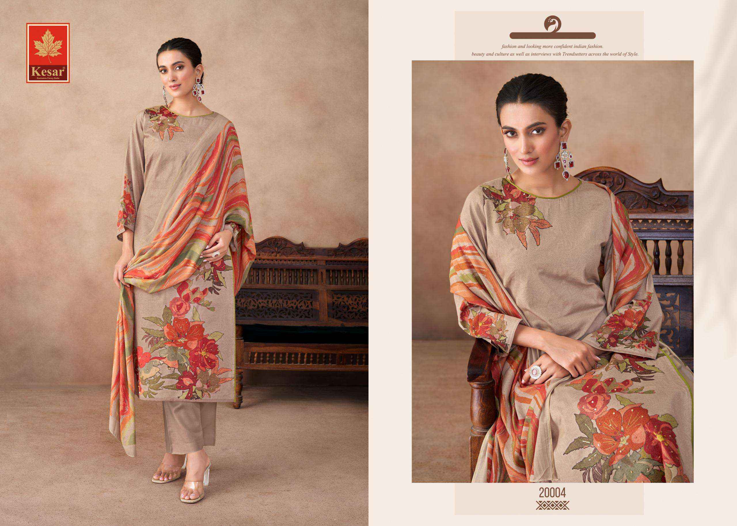 Karachi Prints Kesar Daizy Fancy Pure Jam Satin Suit Wholesale Rate ( 4 Pcs Catalog )