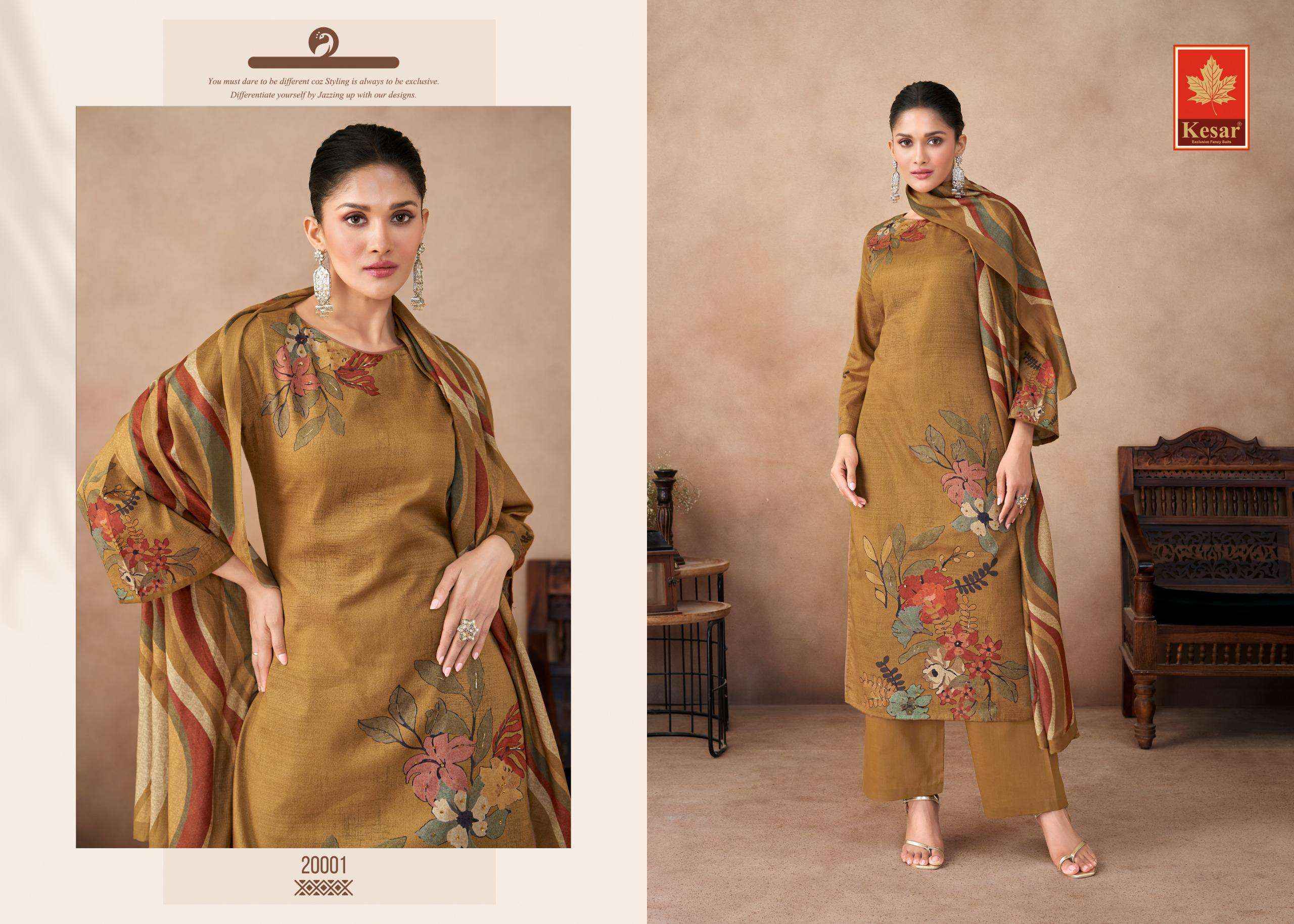 Karachi Prints Kesar Daizy Fancy Pure Jam Satin Suit Wholesale Rate ( 4 Pcs Catalog )