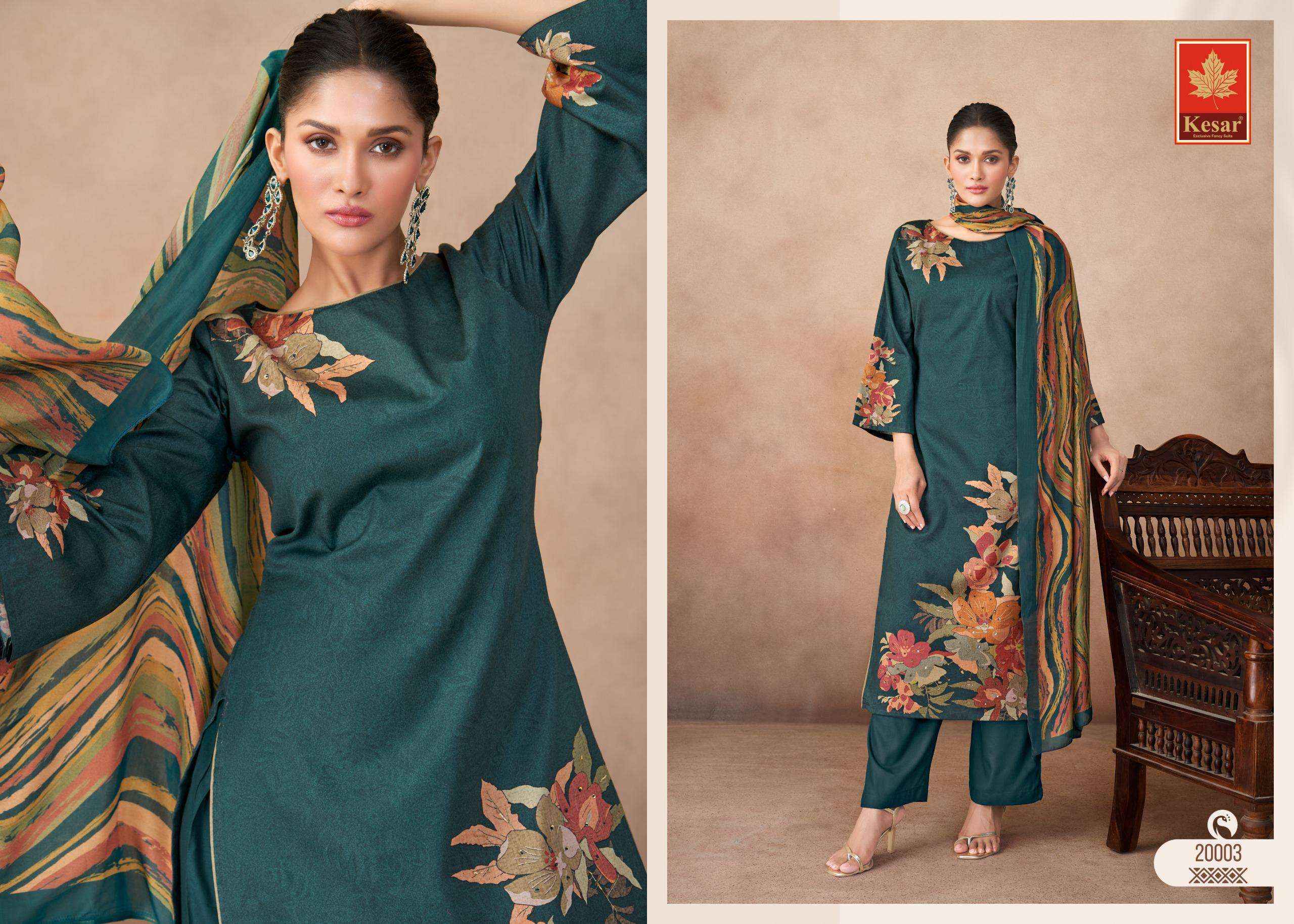Karachi Prints Kesar Daizy Fancy Pure Jam Satin Suit Wholesale Rate ( 4 Pcs Catalog )