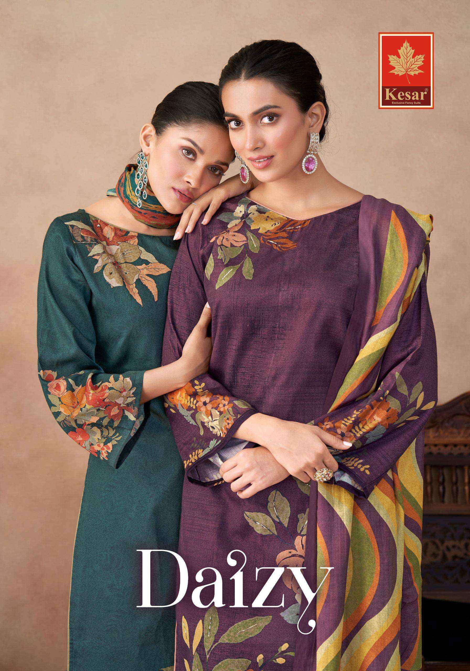 Karachi Prints Kesar Daizy Fancy Pure Jam Satin Suit Wholesale Rate ( 4 Pcs Catalog )