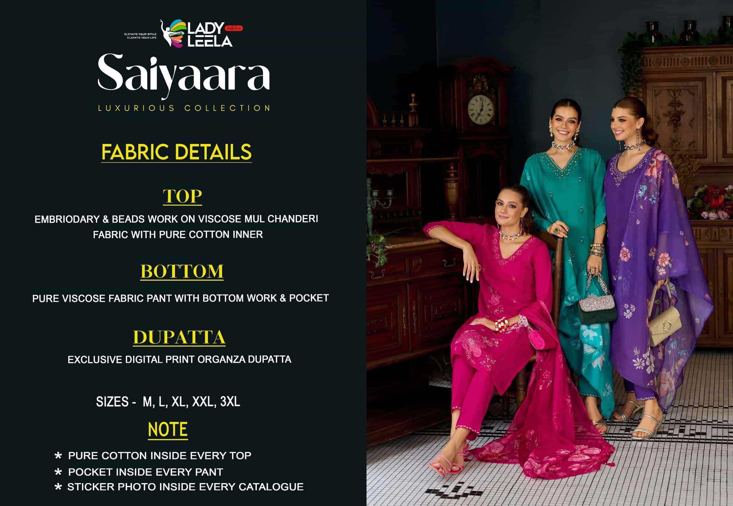 Lady Leela Saiyaara Exclusive Kurti Bottom Dupatta Set Wholesale Rate ( 4 Pcs Catalog )