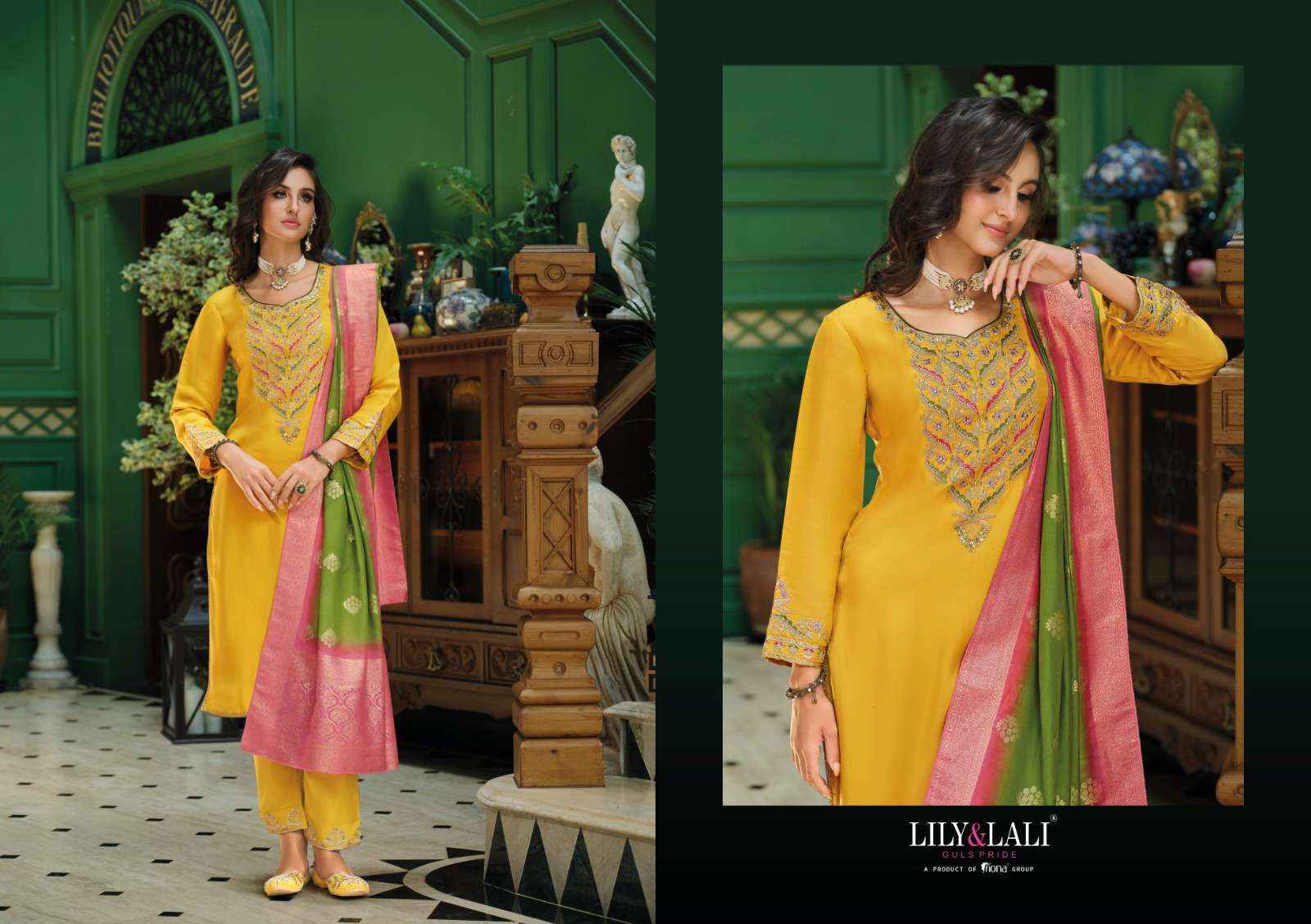 Lily And Lali Mahek E Vastra Festival Wear Designer 3 Piece Suit Wholesale Rate ( 4 Pcs Catalog )