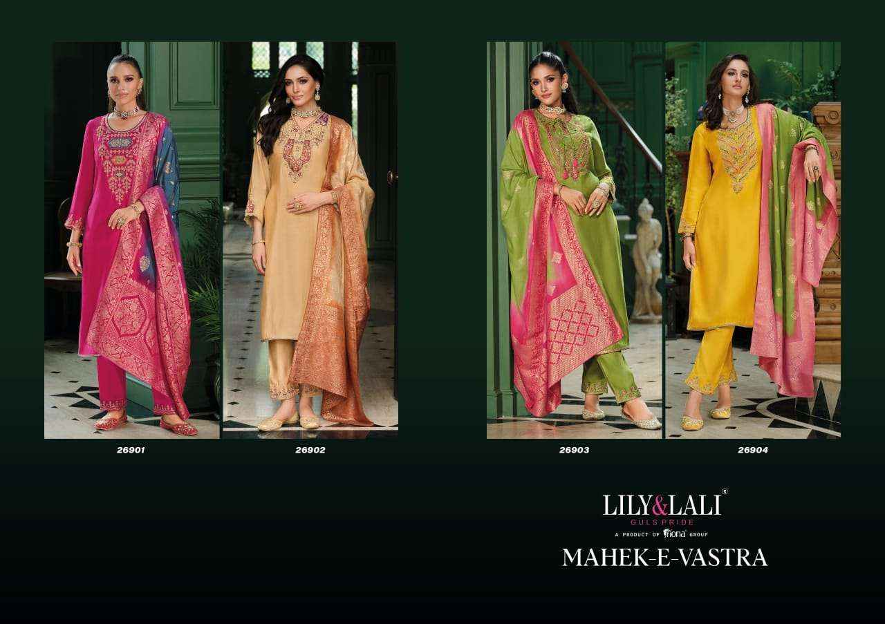Lily And Lali Mahek E Vastra Festival Wear Designer 3 Piece Suit Wholesale Rate ( 4 Pcs Catalog )