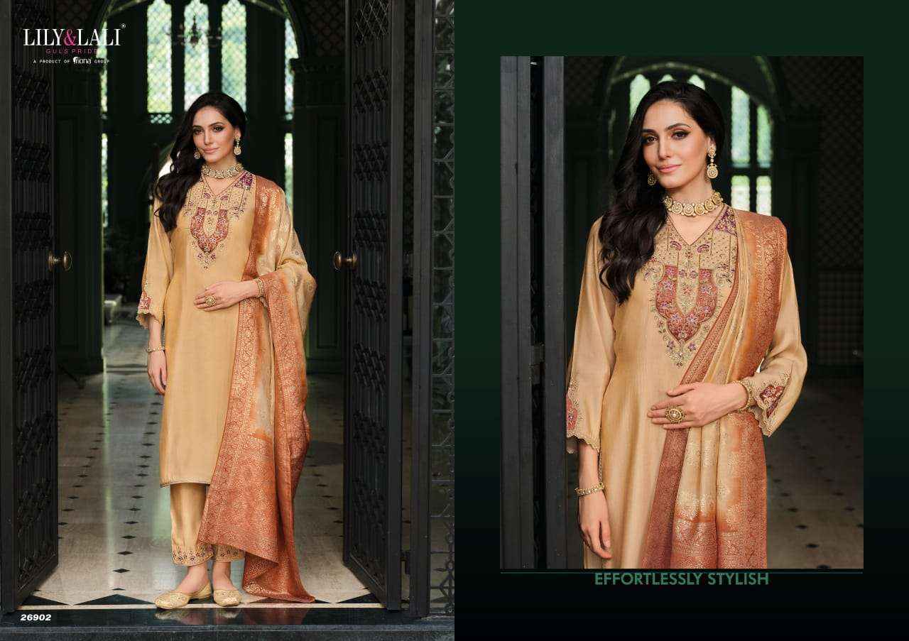 Lily And Lali Mahek E Vastra Festival Wear Designer 3 Piece Suit Wholesale Rate ( 4 Pcs Catalog )