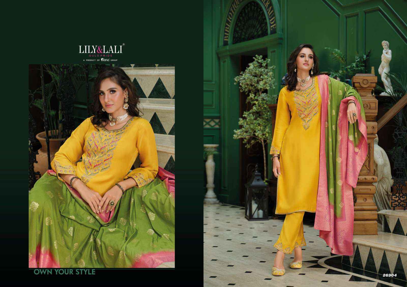 Lily And Lali Mahek E Vastra Festival Wear Designer 3 Piece Suit Wholesale Rate ( 4 Pcs Catalog )
