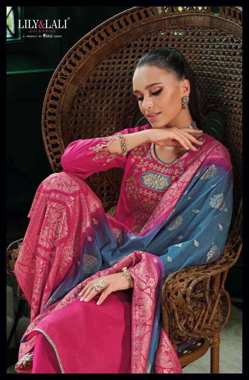 Lily And Lali Mahek E Vastra Festival Wear Designer 3 Piece Suit Wholesale Rate ( 4 Pcs Catalog )