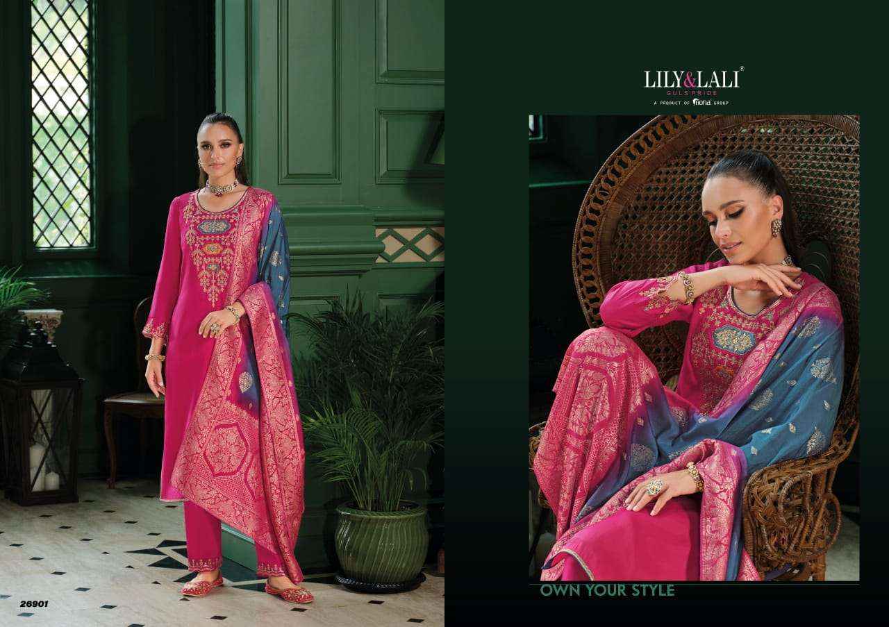 Lily And Lali Mahek E Vastra Festival Wear Designer 3 Piece Suit Wholesale Rate ( 4 Pcs Catalog )