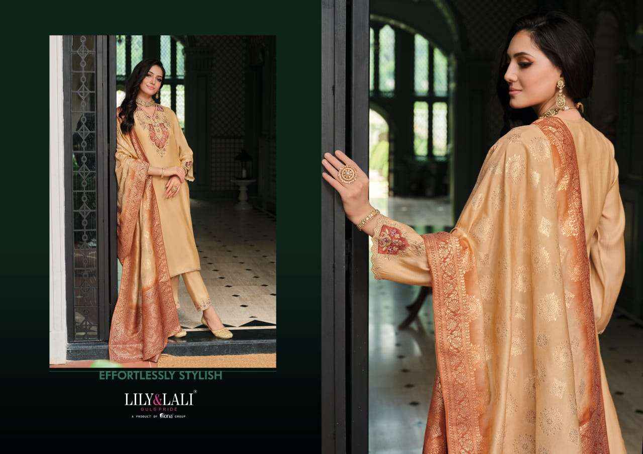 Lily And Lali Mahek E Vastra Festival Wear Designer 3 Piece Suit Wholesale Rate ( 4 Pcs Catalog )