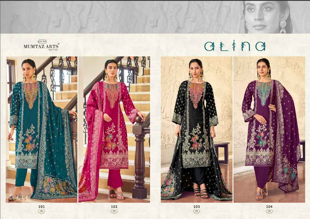 MUMTAZ ARTS ALINA PURE VISCOSE MUSLIN DRESS MATERIAL SURAT WHOLESALE ( 4 PCS CATALOGUE )