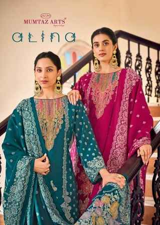 MUMTAZ ARTS ALINA PURE VISCOSE MUSLIN DRESS MATERIAL SURAT WHOLESALE ( 4 PCS CATALOGUE )