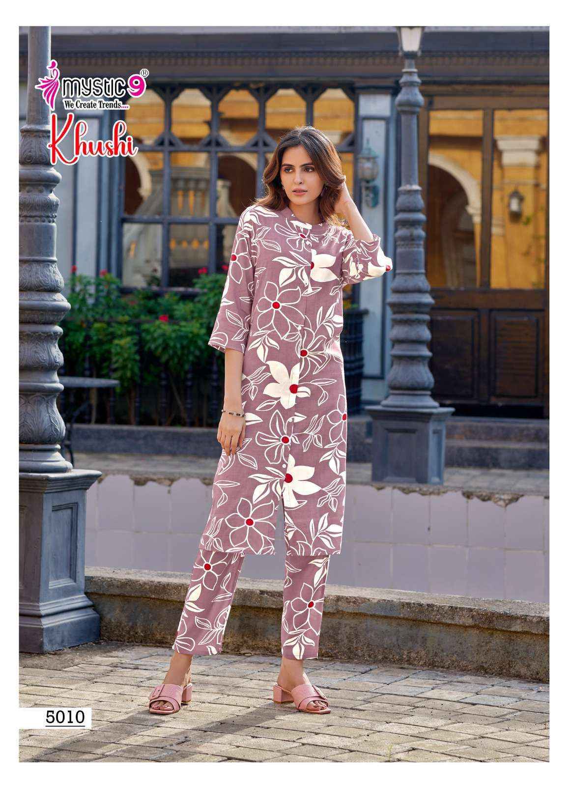 Mystic 9 Khushi Vol 5 Viscouse Kurti With Bottom Set Wholesale Rate ( 10 Pcs Catalog )