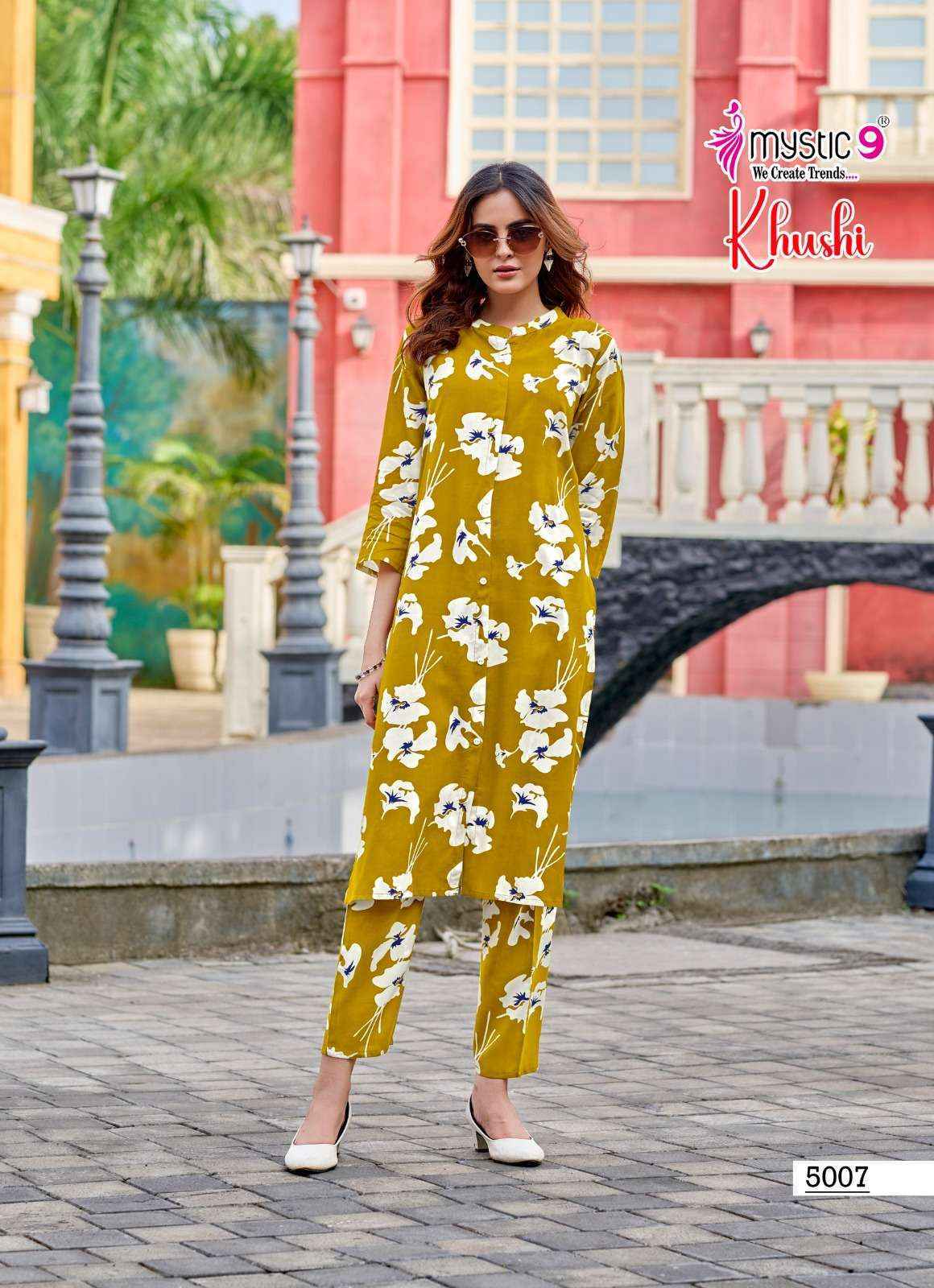 Mystic 9 Khushi Vol 5 Viscouse Kurti With Bottom Set Wholesale Rate ( 10 Pcs Catalog )