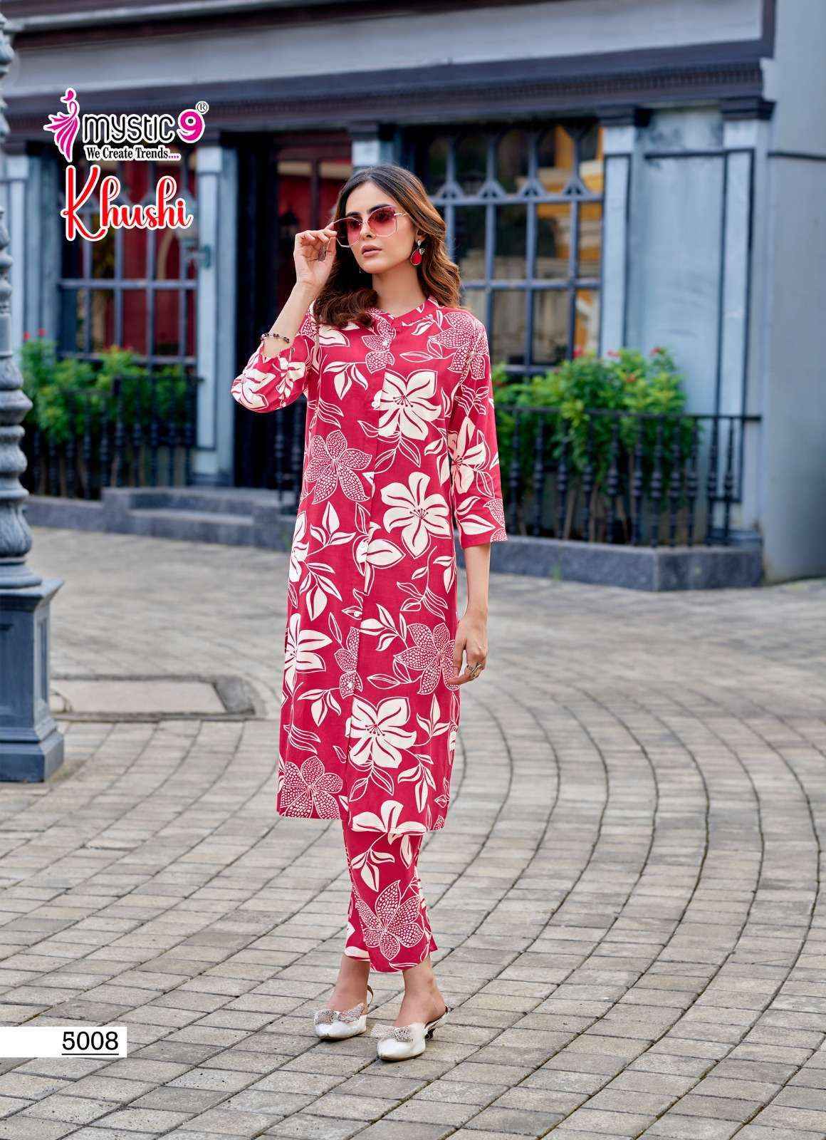 Mystic 9 Khushi Vol 5 Viscouse Kurti With Bottom Set Wholesale Rate ( 10 Pcs Catalog )