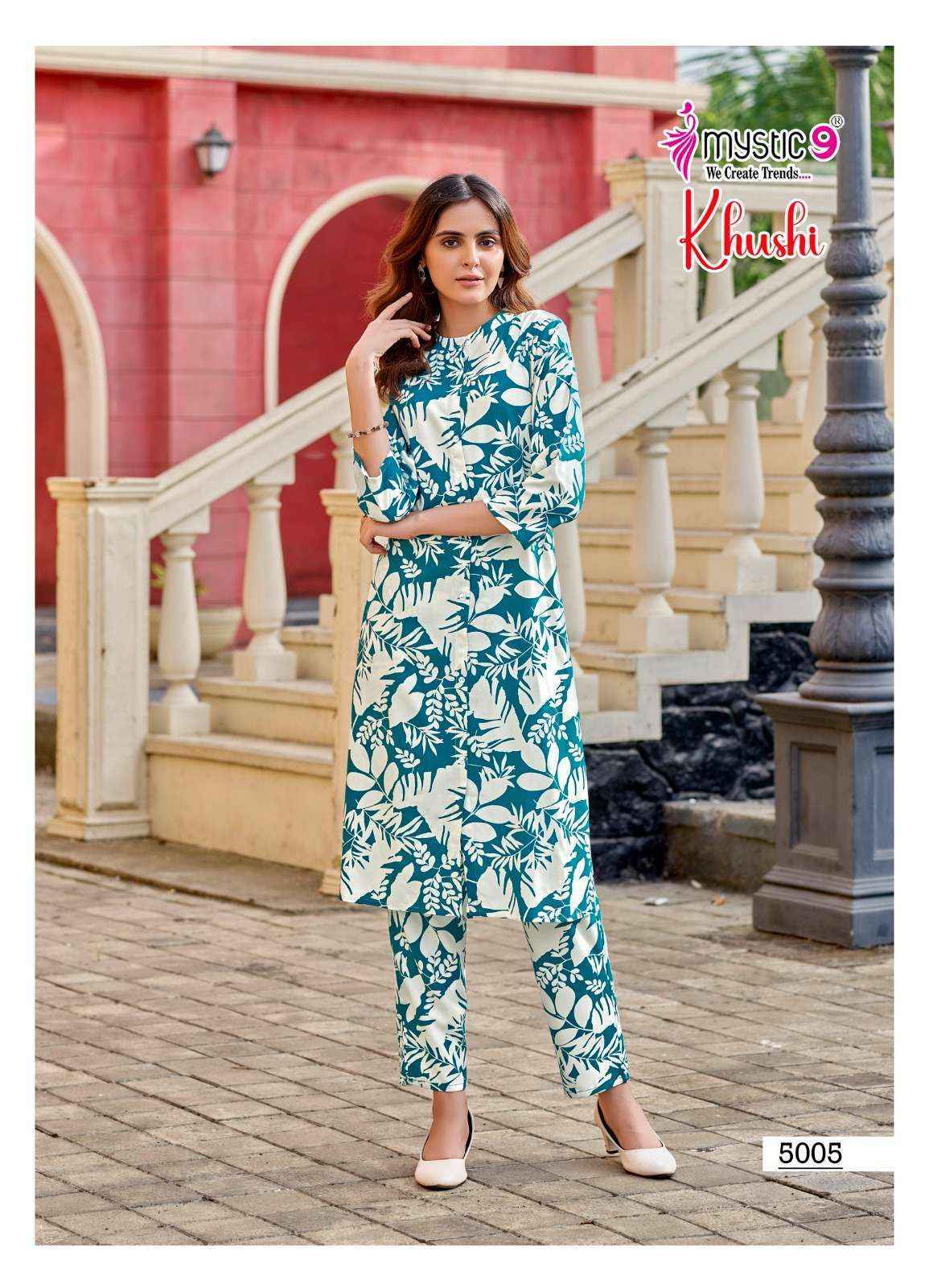 Mystic 9 Khushi Vol 5 Viscouse Kurti With Bottom Set Wholesale Rate ( 10 Pcs Catalog )