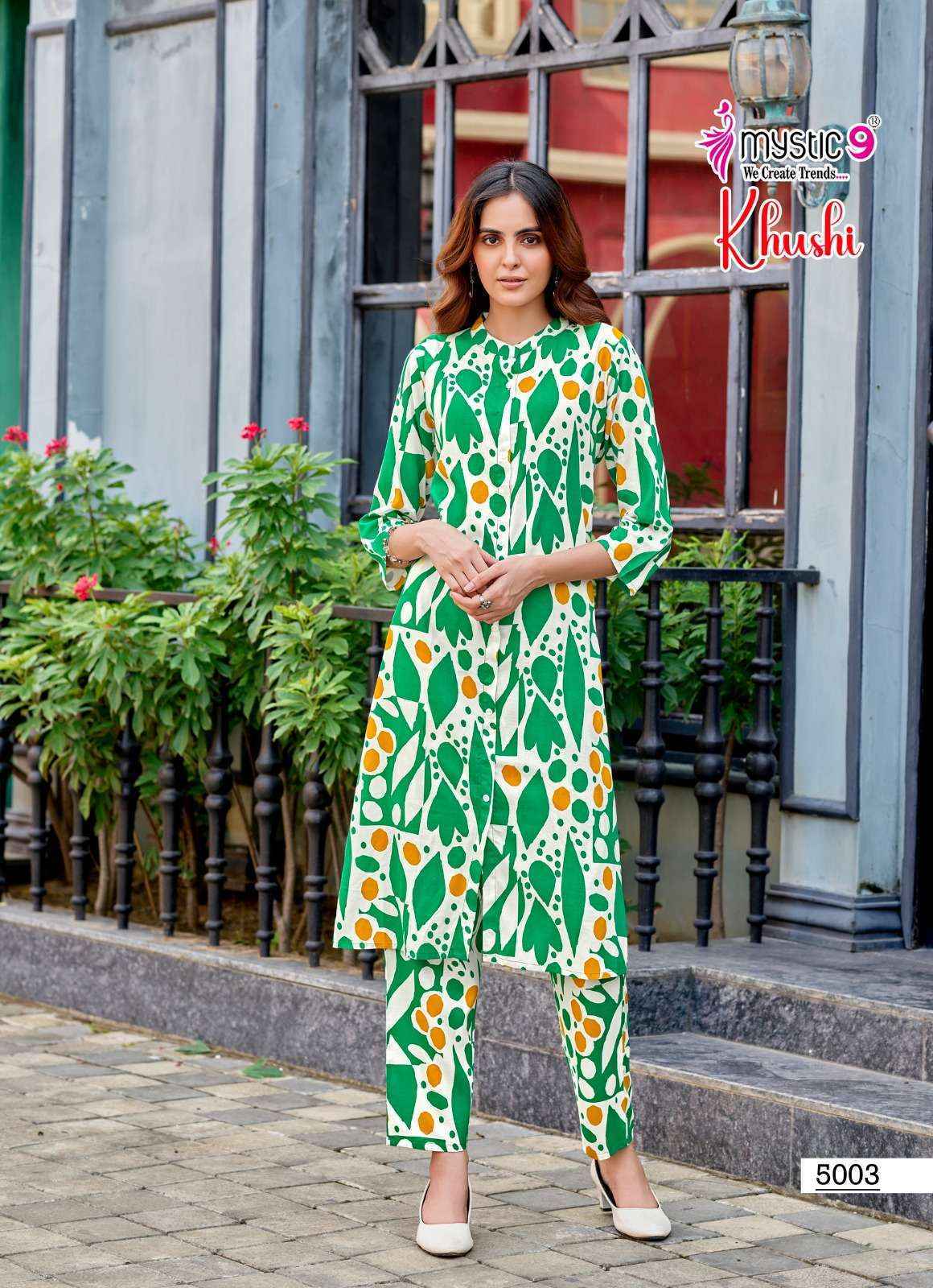 Mystic 9 Khushi Vol 5 Viscouse Kurti With Bottom Set Wholesale Rate ( 10 Pcs Catalog )