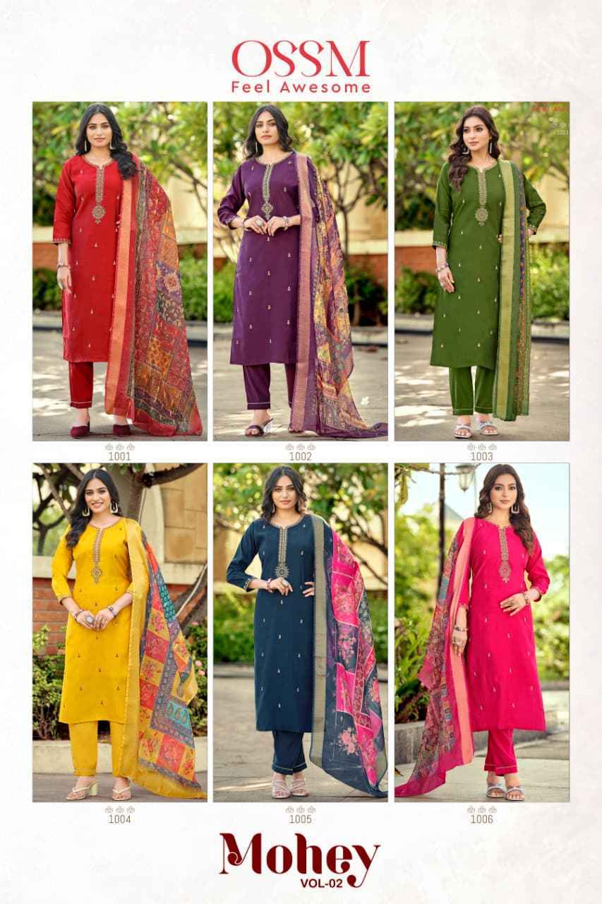 Ossm Mohey 2 Viscos Roman Silk Kurti Combo Wholesale Rate ( 6 Pcs Catalog )