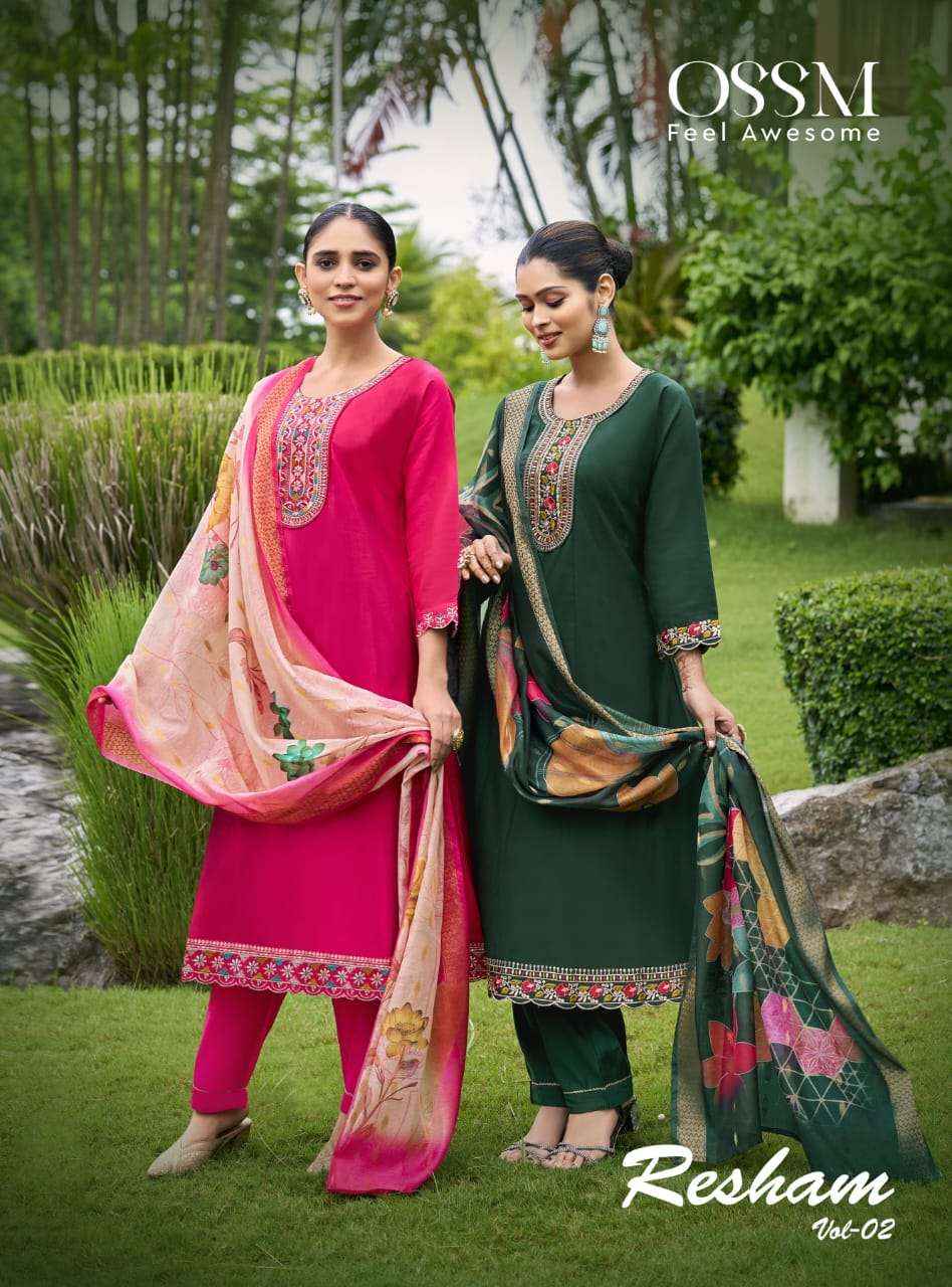 Ossm Resham Vol 2 Fancy Anarkali Pattern 3 Pec Suit Wholesale Rate ( 6 Pcs Catalog )