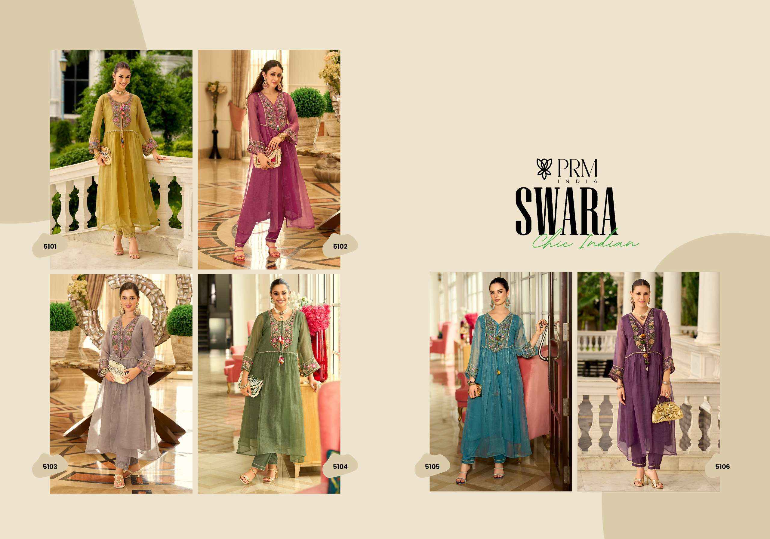 PRM INDIA Swara Readymade Organza Dress Wholesale Rate ( 6 Pcs Catalog )