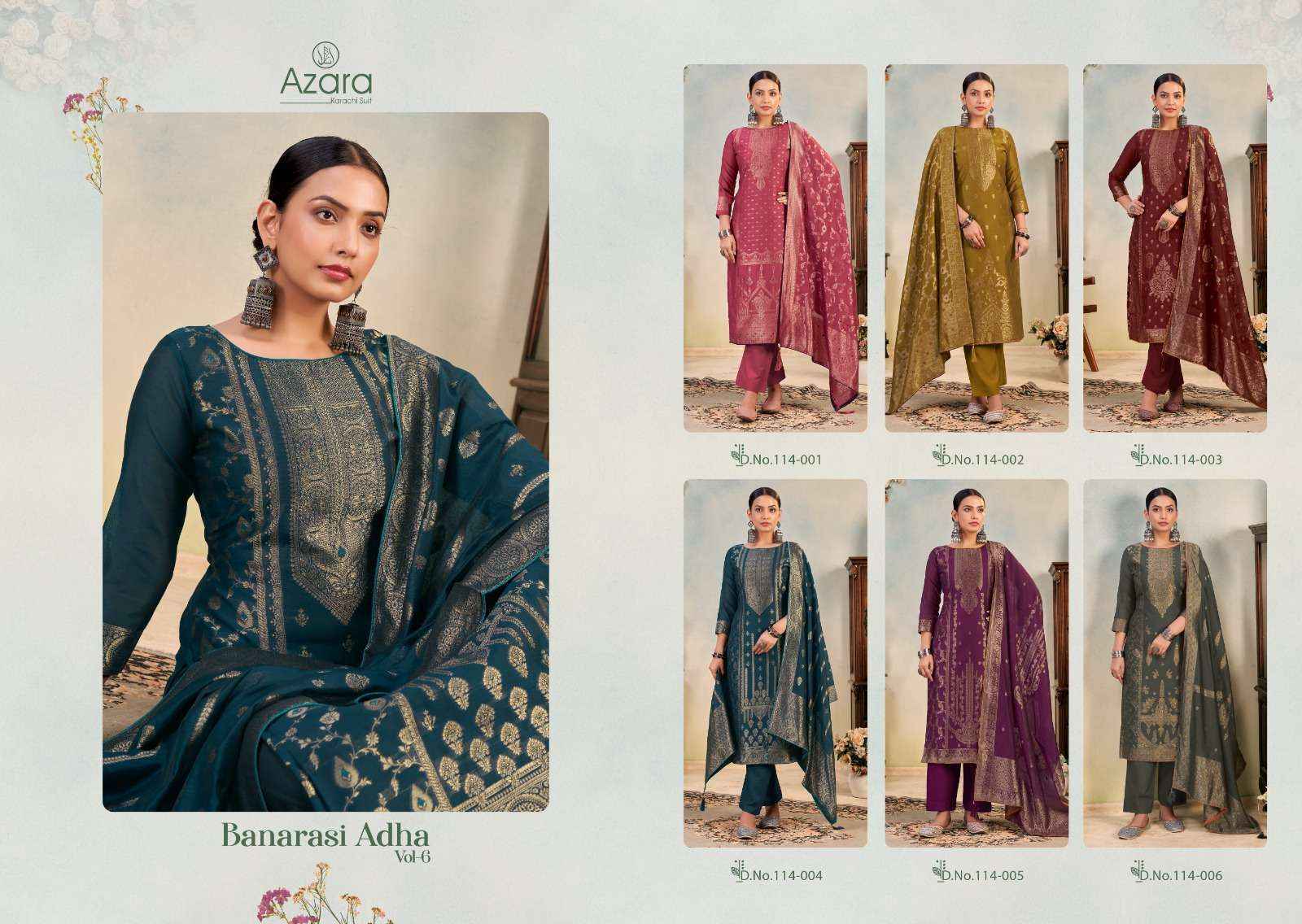 Radhika Fashion Azara Banarashi Adah Vol 6 Cotton Jacquard Dress Material ( 6 pcs Catalogue )
