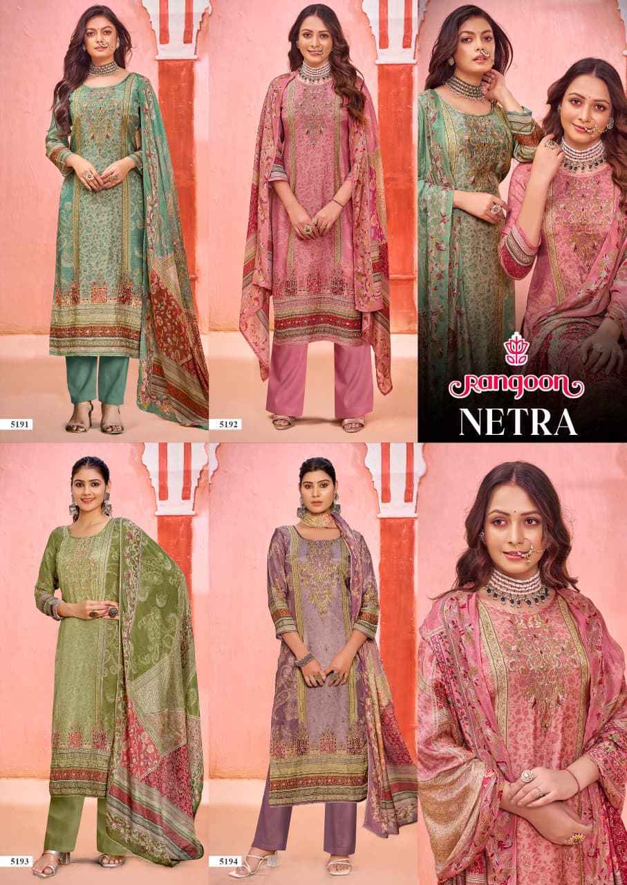 Rangoon Netra Muslin Kurti Combo Dress Wholesale Rate ( 4 Pcs Catalog )