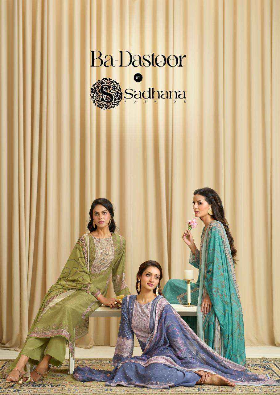 Sadhana Ba Dastoor Pure Muslin Silk Fancy Salwar Kameez Wholesale Rate ( 6 Pcs Catalog )