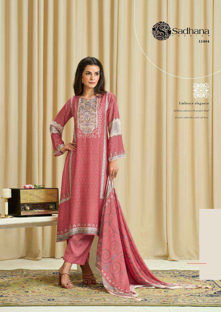 Sadhana Ba Dastoor Pure Muslin Silk Fancy Salwar Kameez Wholesale Rate ( 6 Pcs Catalog )