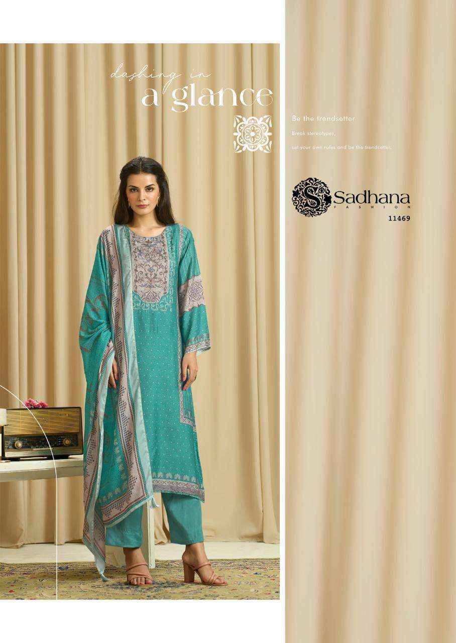 Sadhana Ba Dastoor Pure Muslin Silk Fancy Salwar Kameez Wholesale Rate ( 6 Pcs Catalog )