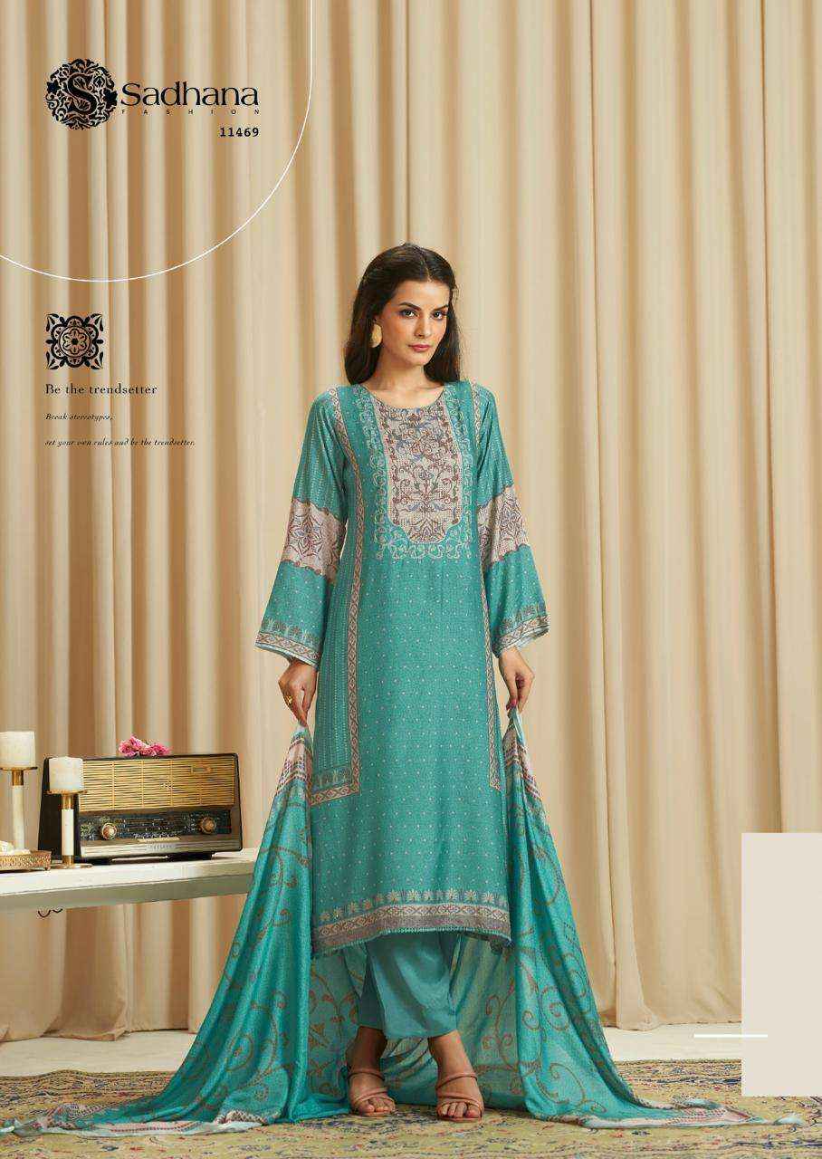 Sadhana Ba Dastoor Pure Muslin Silk Fancy Salwar Kameez Wholesale Rate ( 6 Pcs Catalog )