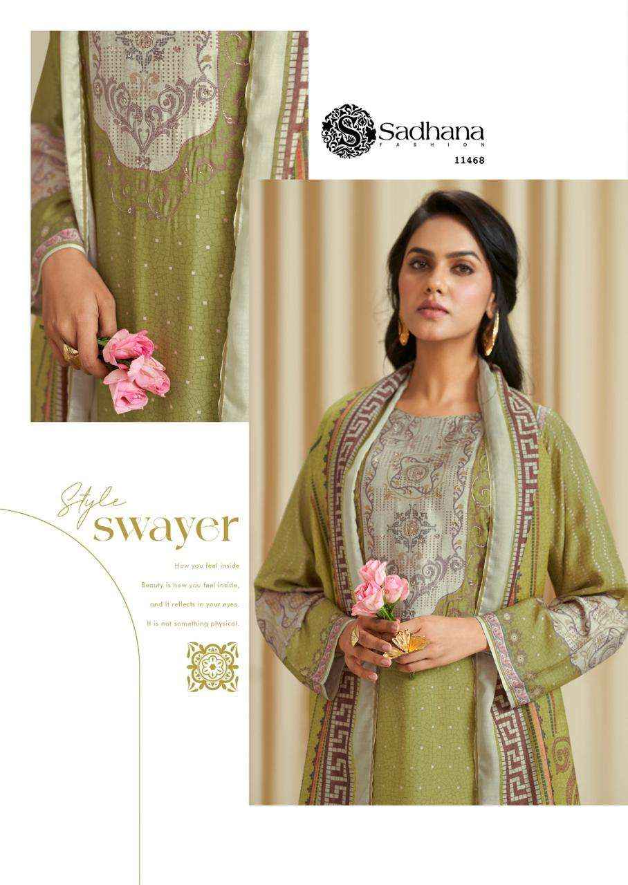 Sadhana Ba Dastoor Pure Muslin Silk Fancy Salwar Kameez Wholesale Rate ( 6 Pcs Catalog )