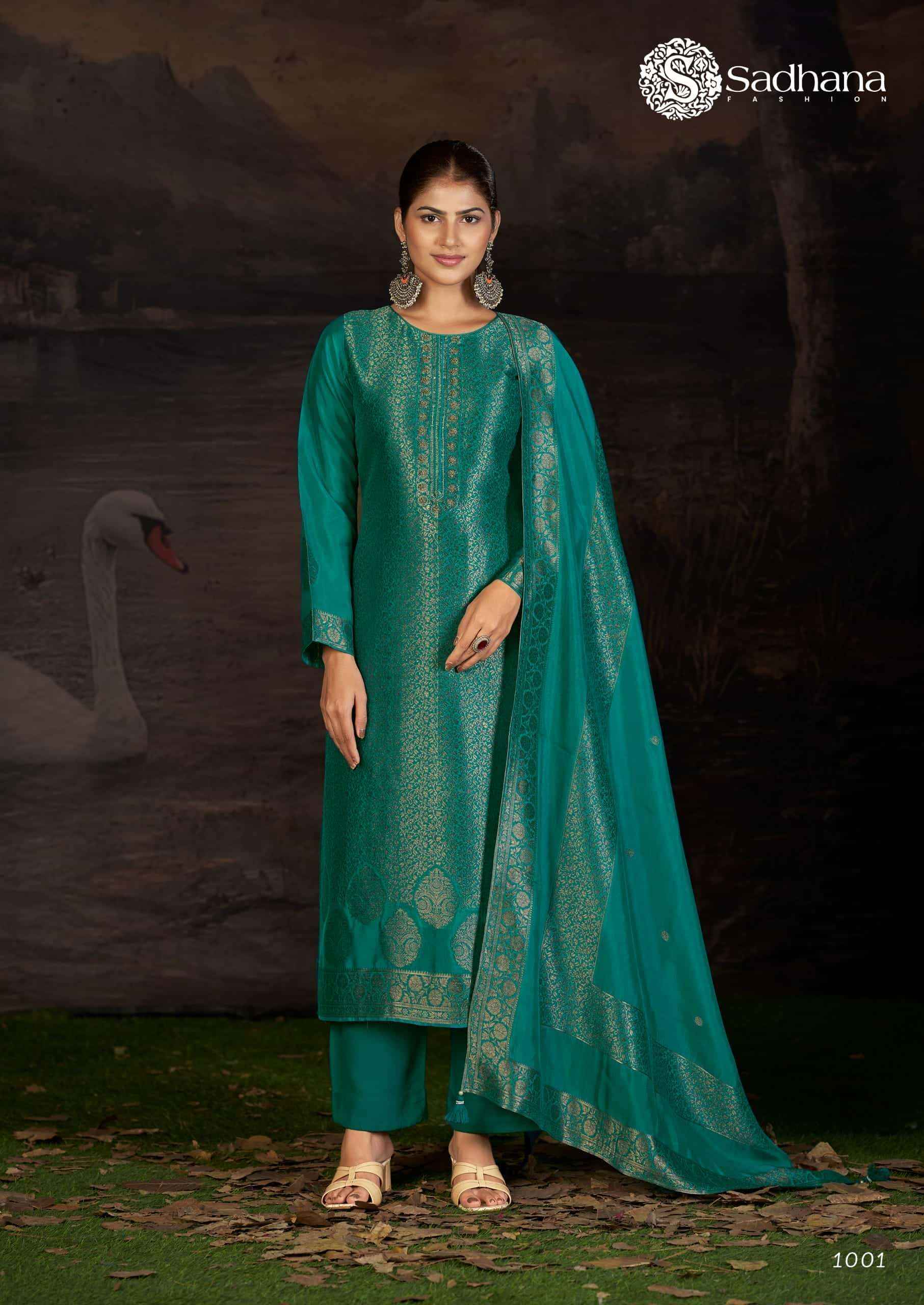 Sadhana Fashion Charvi Partywear Style Designer Silk Suit Wholesale Rate ( 4 Pcs Catalog )